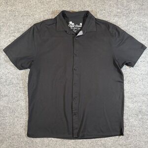 Desert Dunes Black Button Down Short Sleeve Shirt Men's L Stretch